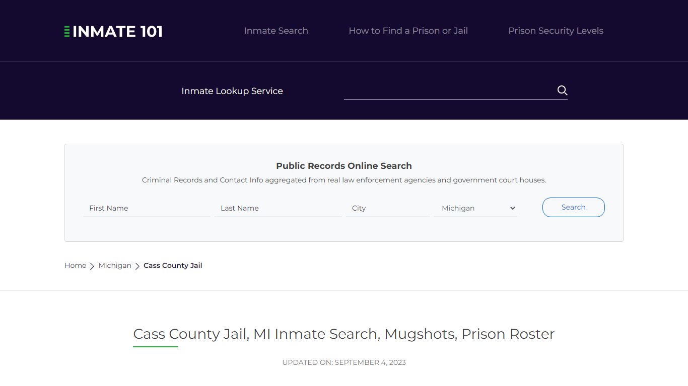 Cass County Jail, MI Inmate Search, Mugshots, Prison Roster